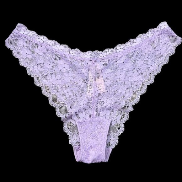 Victorias Secret Dream Angels Floral Lace Itsy Mini Panty Purple Xlarge - Picture 3 of 3